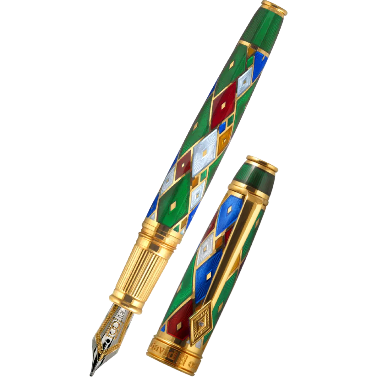 David Oscarson Harlequin Fountain Pen - Emerald Green - Pen Boutique Ltd