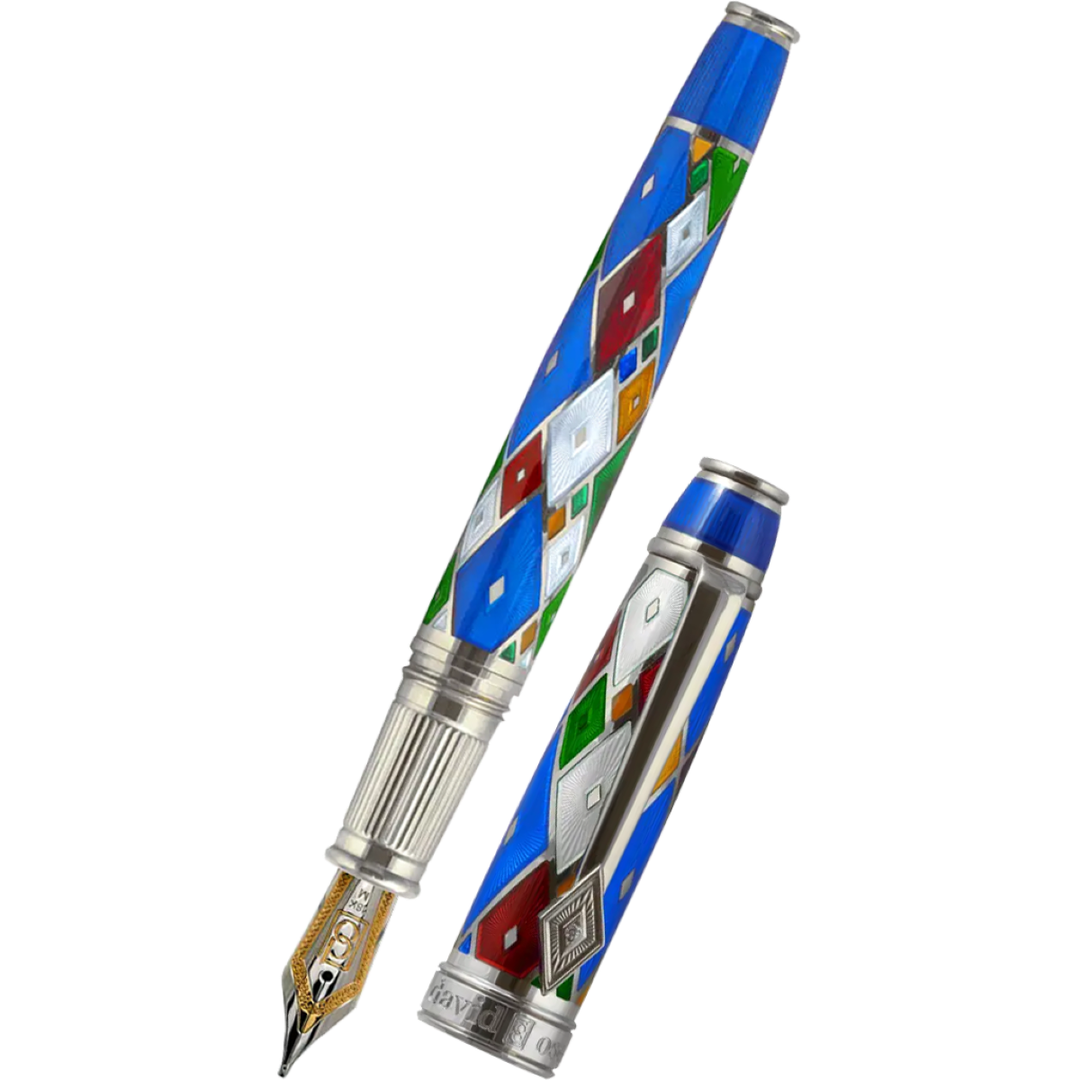 David Oscarson Harlequin Fountain Pen - Sapphire Blue - Pen Boutique Ltd