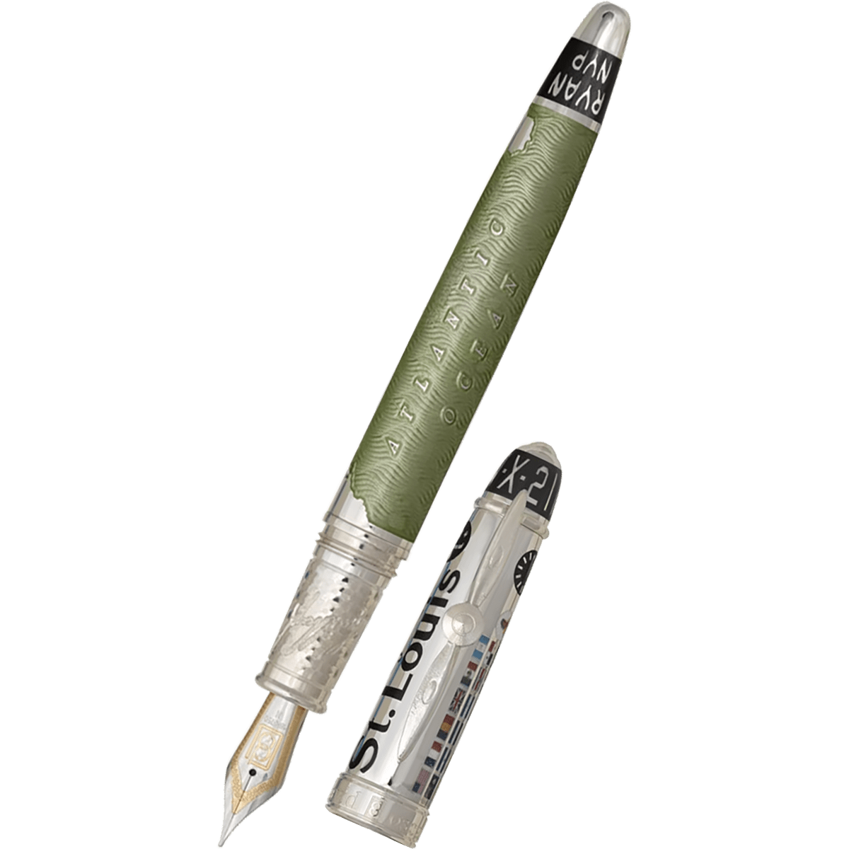 David Oscarson Spirit of St. Louis Fountain Pen - Charles Lindbergh Sea Green - Pen Boutique Ltd