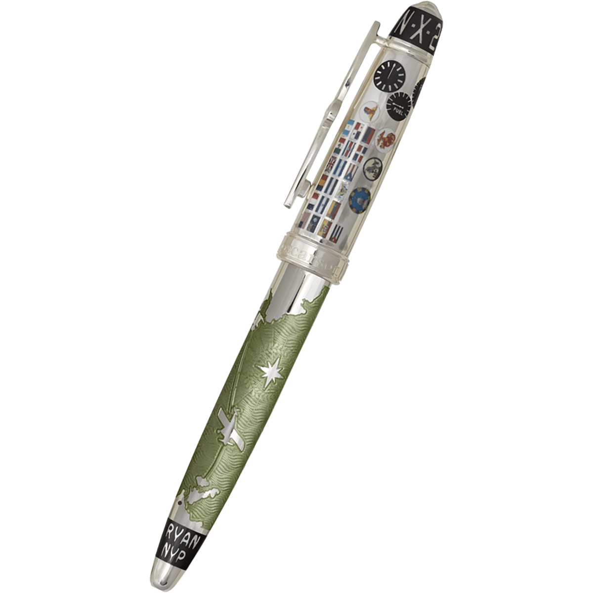 David Oscarson Spirit of St. Louis Fountain Pen - Charles Lindbergh Sea Green - Pen Boutique Ltd