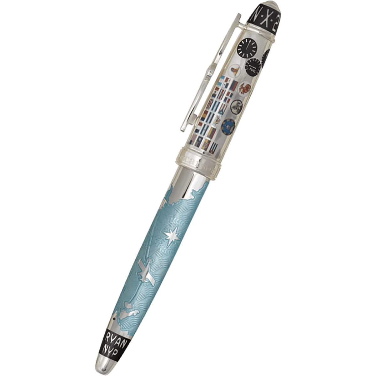 David Oscarson Spirit of St. Louis Rollerball Pen - Charles Lindbergh Sky Blue - Pen Boutique Ltd