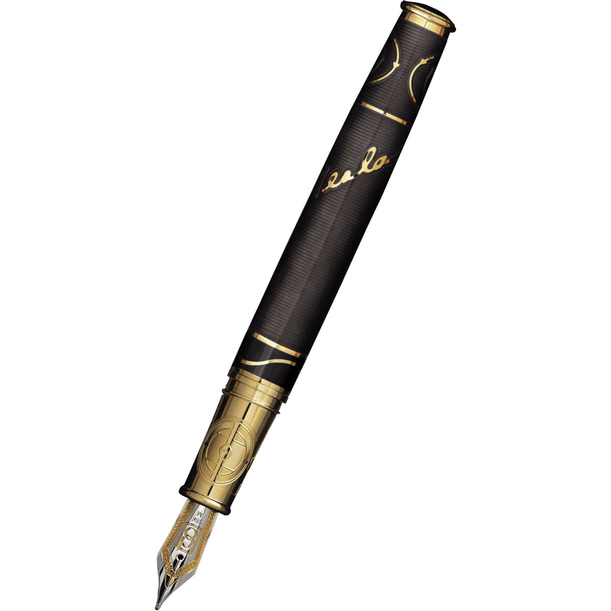 David Oscarson Tesla Fountain Pen - Translucent Black - Gold Trim - Pen Boutique Ltd