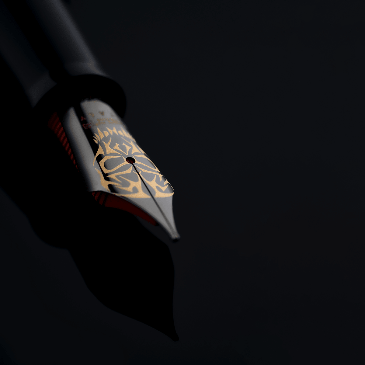 Delta Indigenous People Fountain Pen - Simbu Dancing Skeletons - Black - Silver Cage (Limited Edition) - Pen Boutique Ltd
