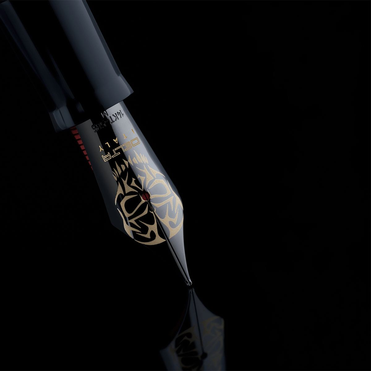 Delta Indigenous People Fountain Pen - Simbu Dancing Skeletons - Black - Silver Cage (Limited Edition) - Pen Boutique Ltd