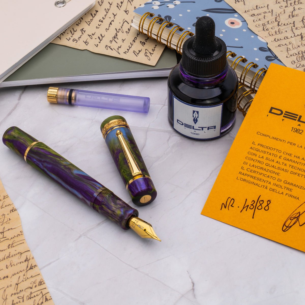 Delta Reservoir 2.0 Fountain Pen - Wisteria Walk - Yellow Gold Trim (Limited Edition) - Pen Boutique Ltd