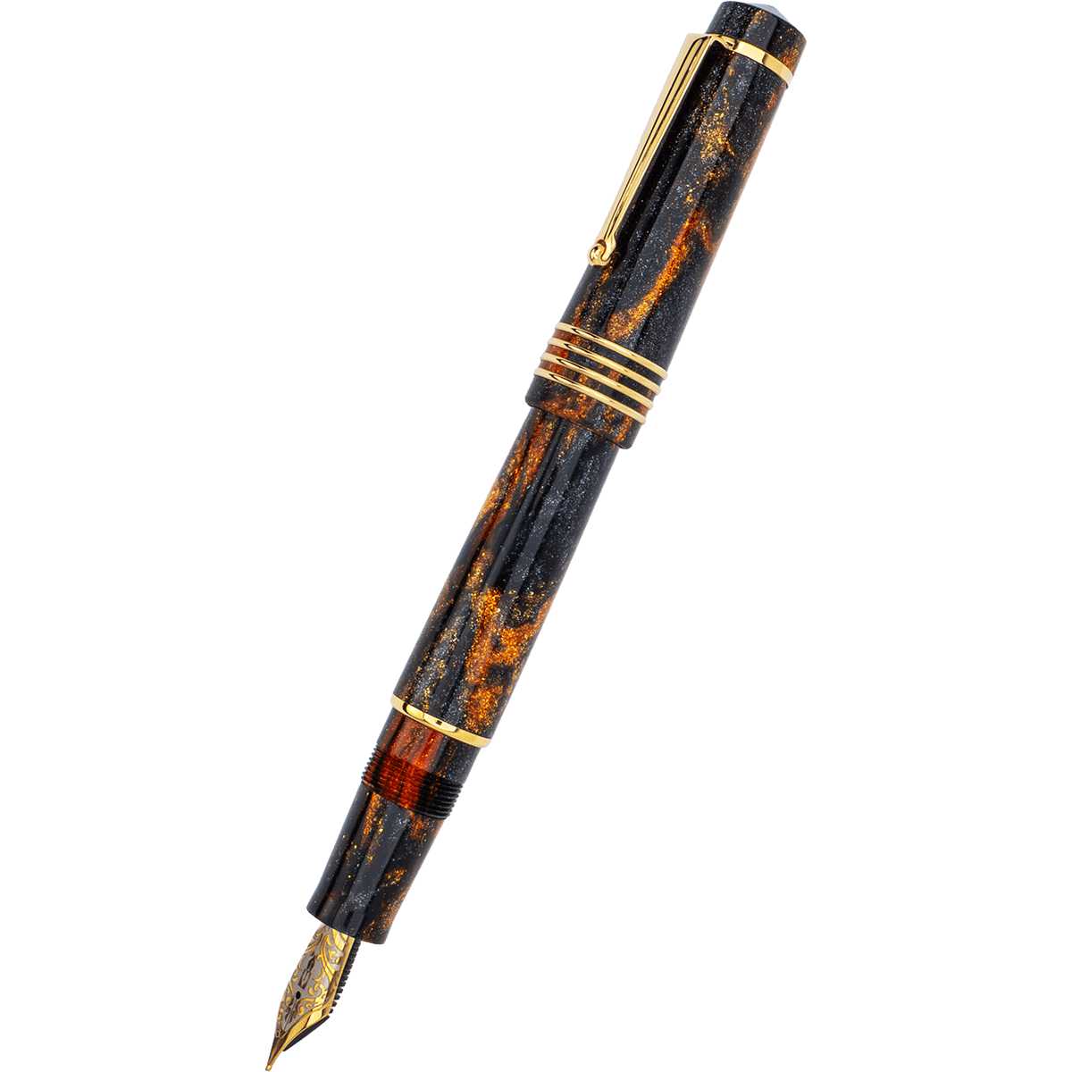Delta DV Original Fountain Pen - Glow Up Oro - Gold Trim - Stainless Steel Nib (Mid Size) - Pen Boutique Ltd