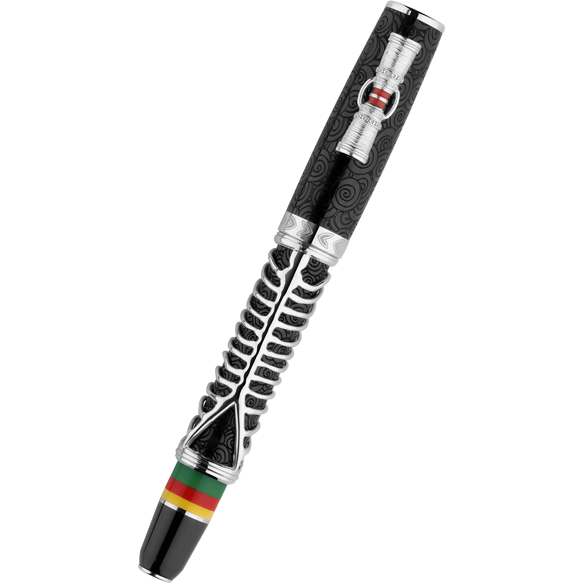 Delta Indigenous People Fountain Pen - Simbu Dancing Skeletons - Black - Silver Cage (Limited Edition) - Pen Boutique Ltd