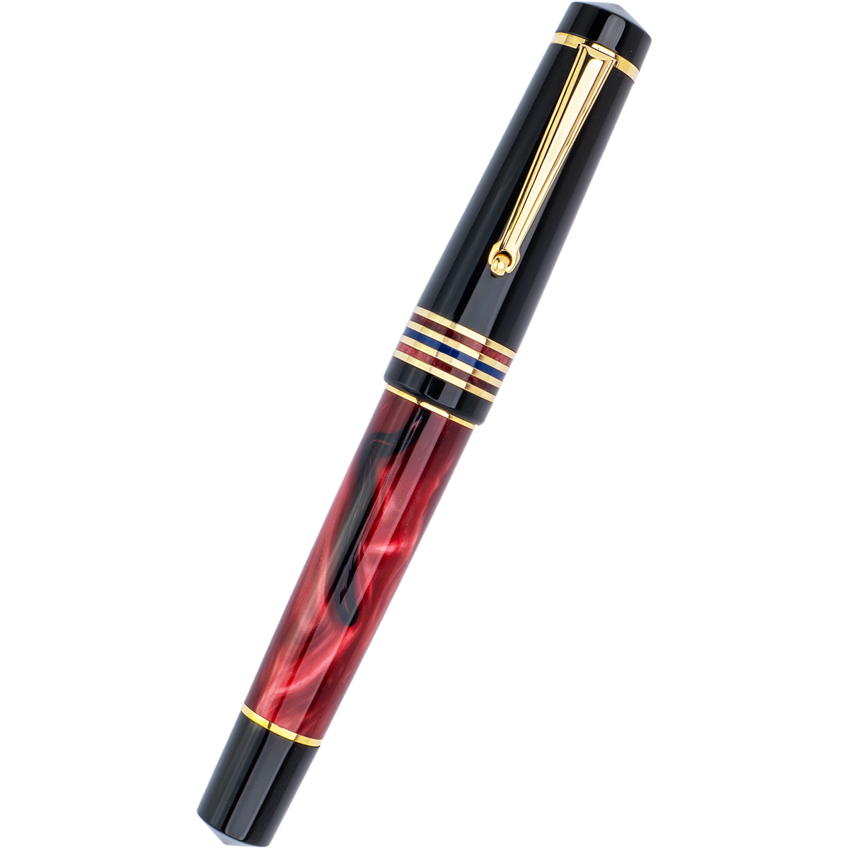 Delta Limited Edition Fountain Pen - Four Rings Crimson Night - Yellow Gold Trim - Steel Nib