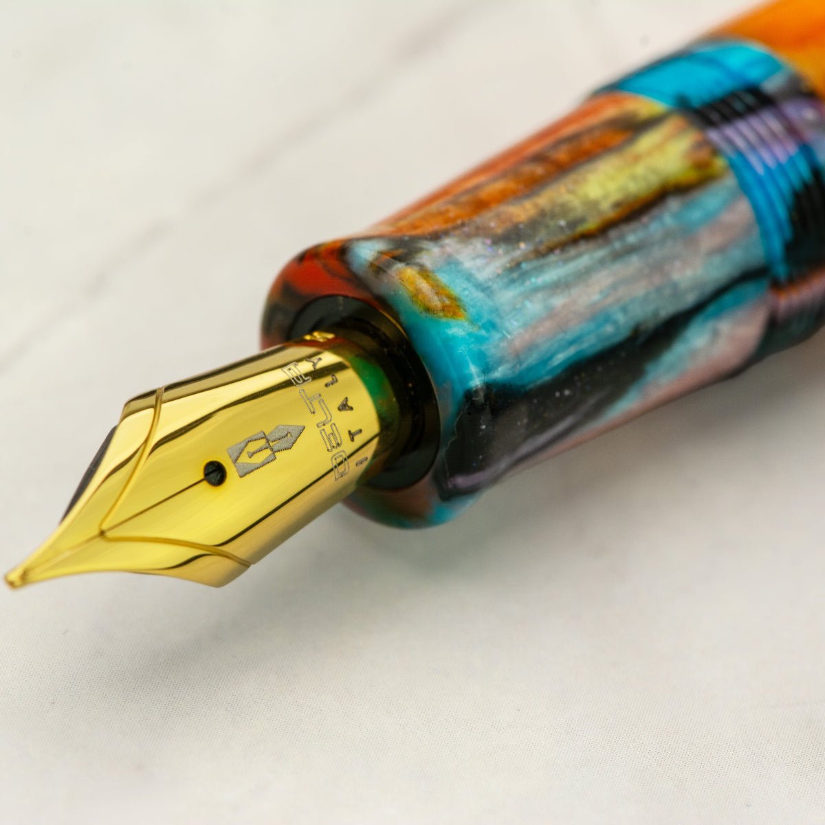 Delta Limited Edition Fountain Pen - DV Original - Orange Primary Manipulation 4.5 - Palladium Trim (Mid - Size) - Pen Boutique Ltd