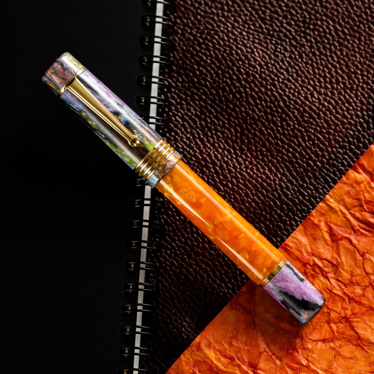 Delta Limited Edition Fountain Pen - DV Original - Orange Primary Manipulation 4.5 - Palladium Trim (Mid - Size) - Pen Boutique Ltd