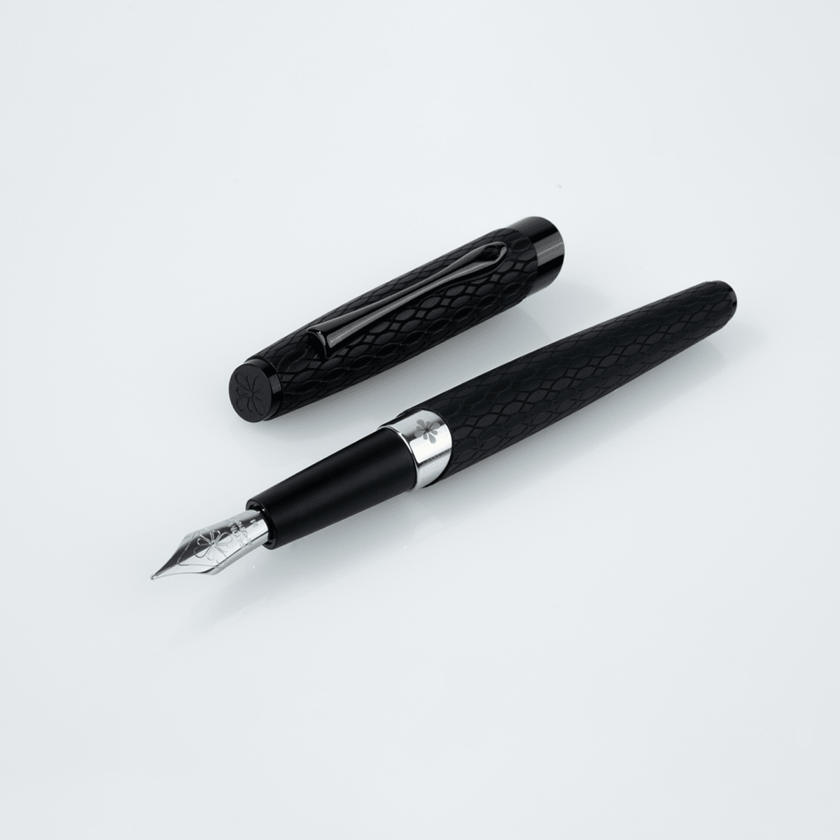 Diplomat Cobra Fountain Pen – Matte Black Guilloché - Pen Boutique Ltd