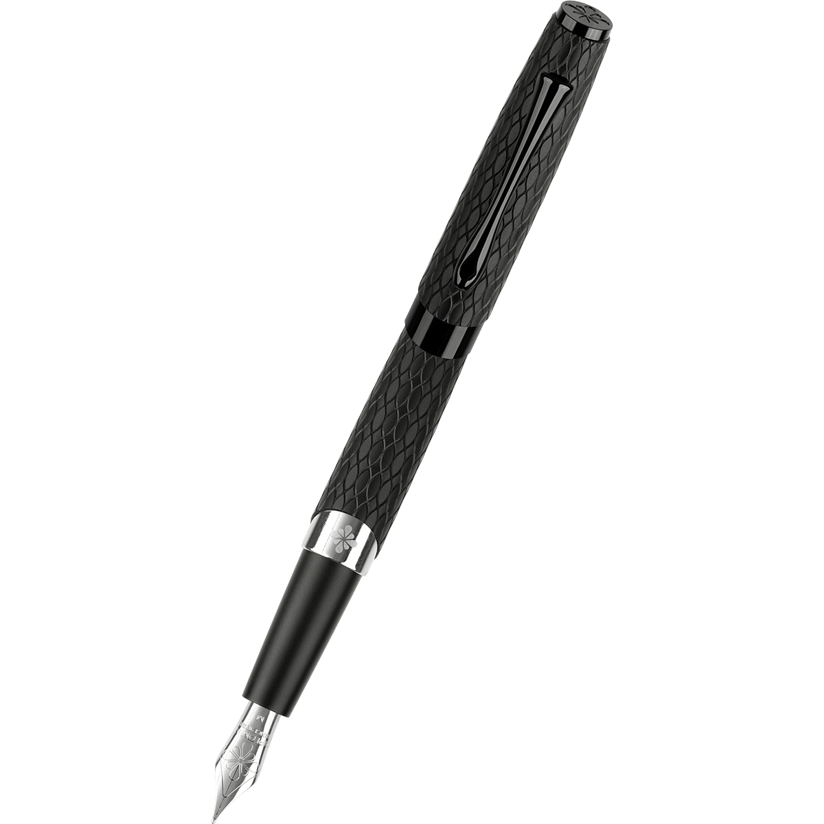 Diplomat Cobra Fountain Pen – Matte Black Guilloché - Pen Boutique Ltd
