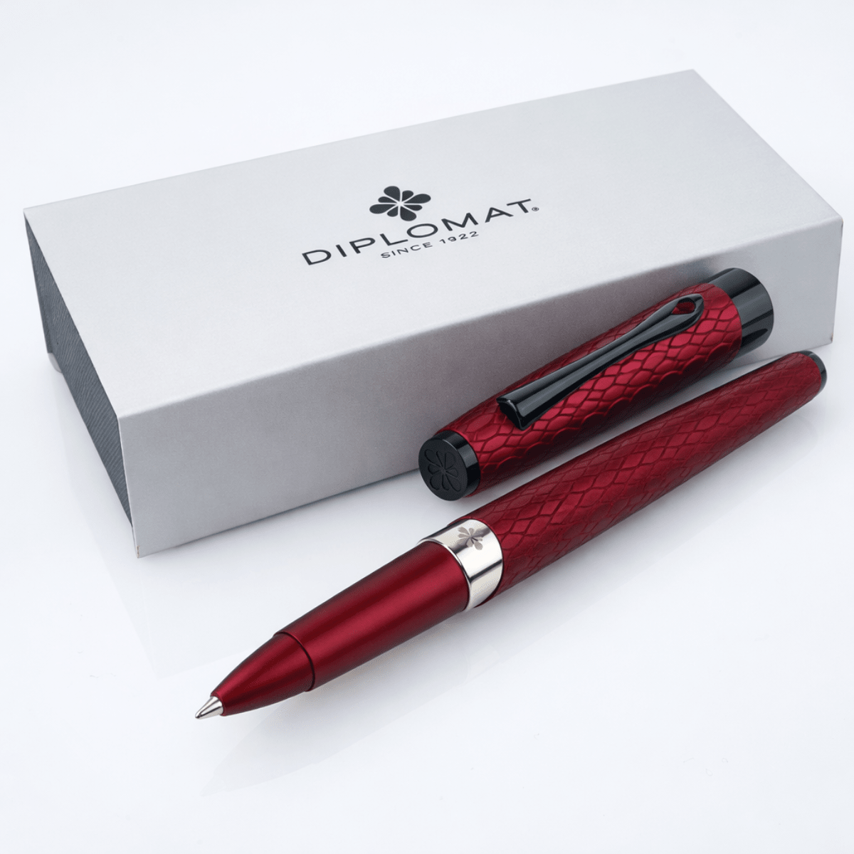 Diplomat Cobra Rollerball Pen – Burgundy Red Guilloche - Pen Boutique Ltd