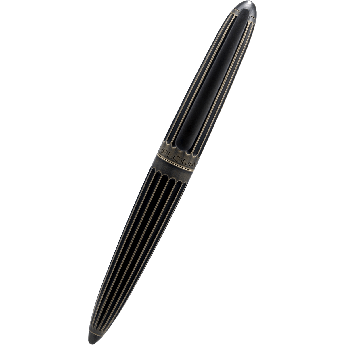 Diplomat Aero Stripes Fountain Pen - Oxyd Brass - Steel Nib - Pen Boutique Ltd