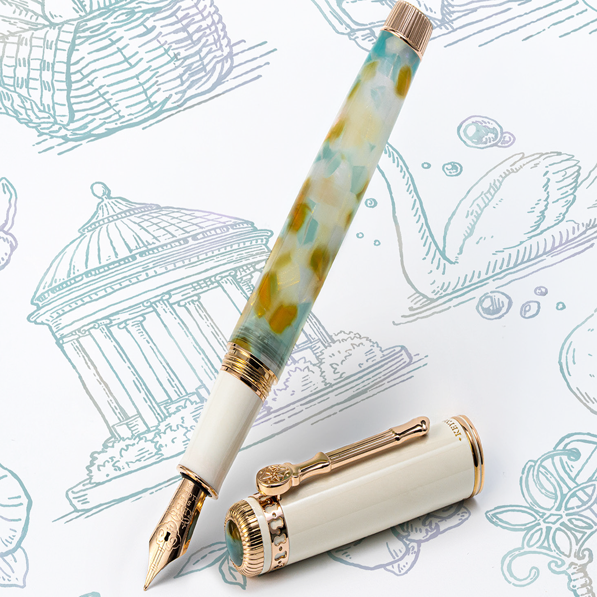 Dominant Industry Keyno 001 Fountain Pen - Serenity (Limited Edition)-Pen Boutique Ltd