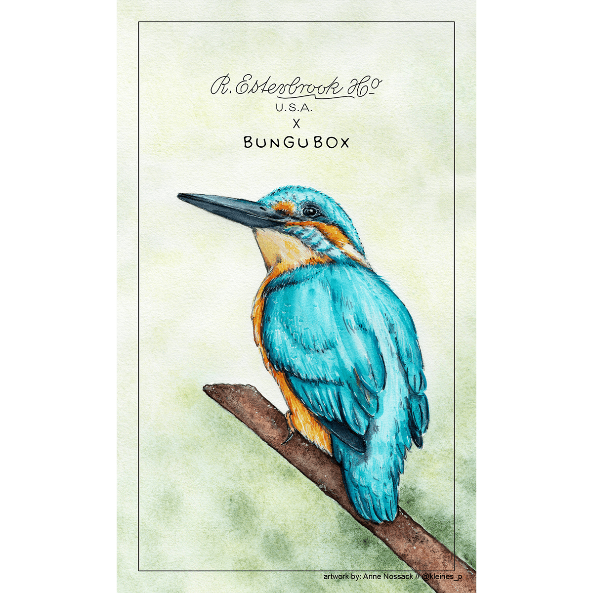 Esterbrook x BUNGUBOX Blotter Paper - The Kachofugetsu Kingfisher - Pen Boutique Ltd