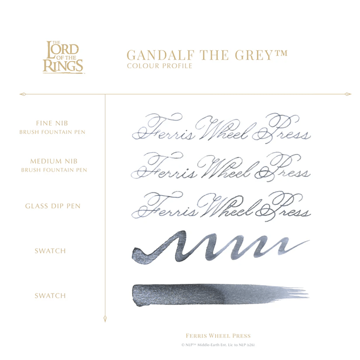 Ferris Wheel Press x Lord of the Rings Ink Bottle - Gandalf the Grey Signature Ink - 38 ml - Pen Boutique Ltd