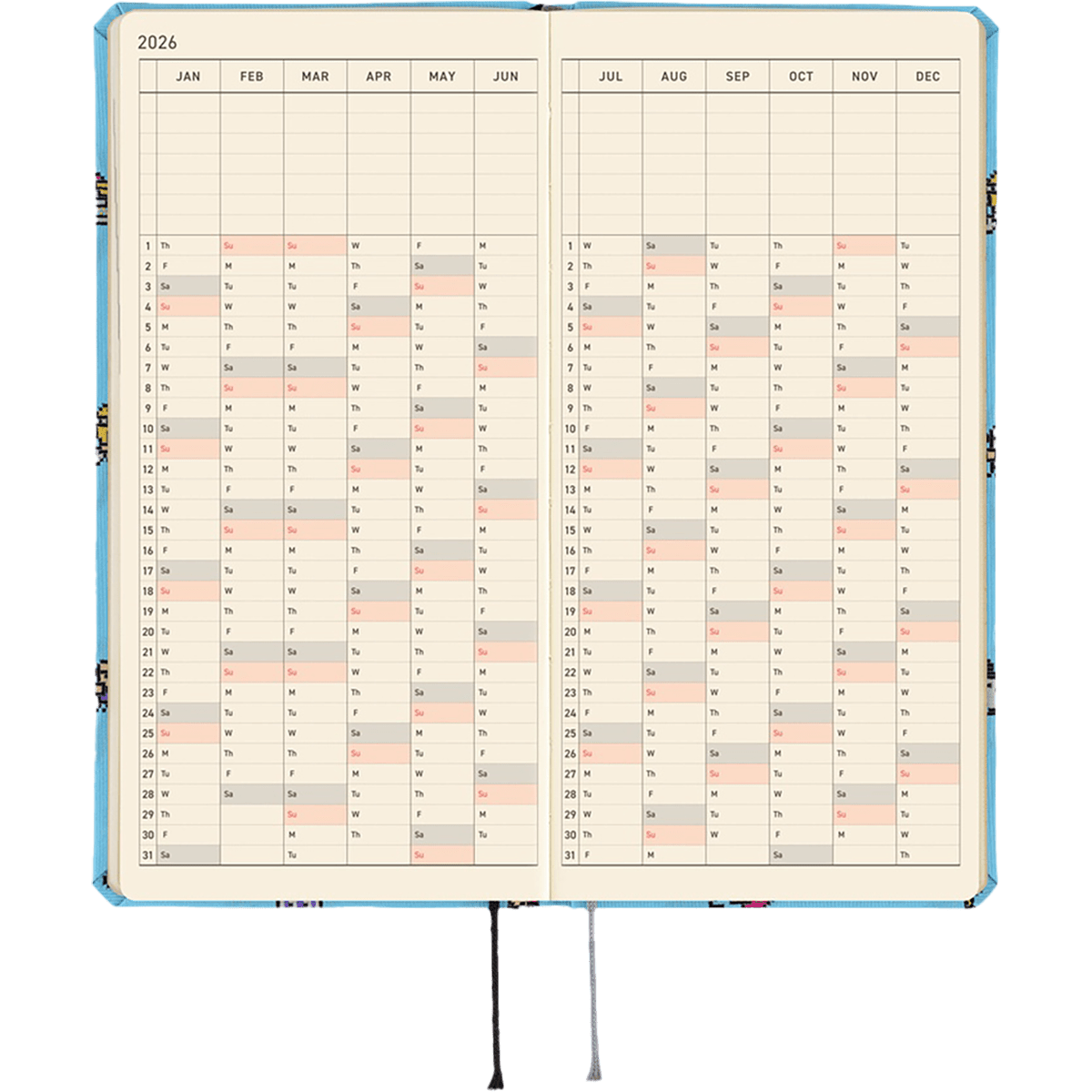 Hobonichi Light Hard Cover Japanese Book - Tamagotchi: Our Tamagotchi - Tall & Slim (Weeks - April Start) - Pen Boutique Ltd