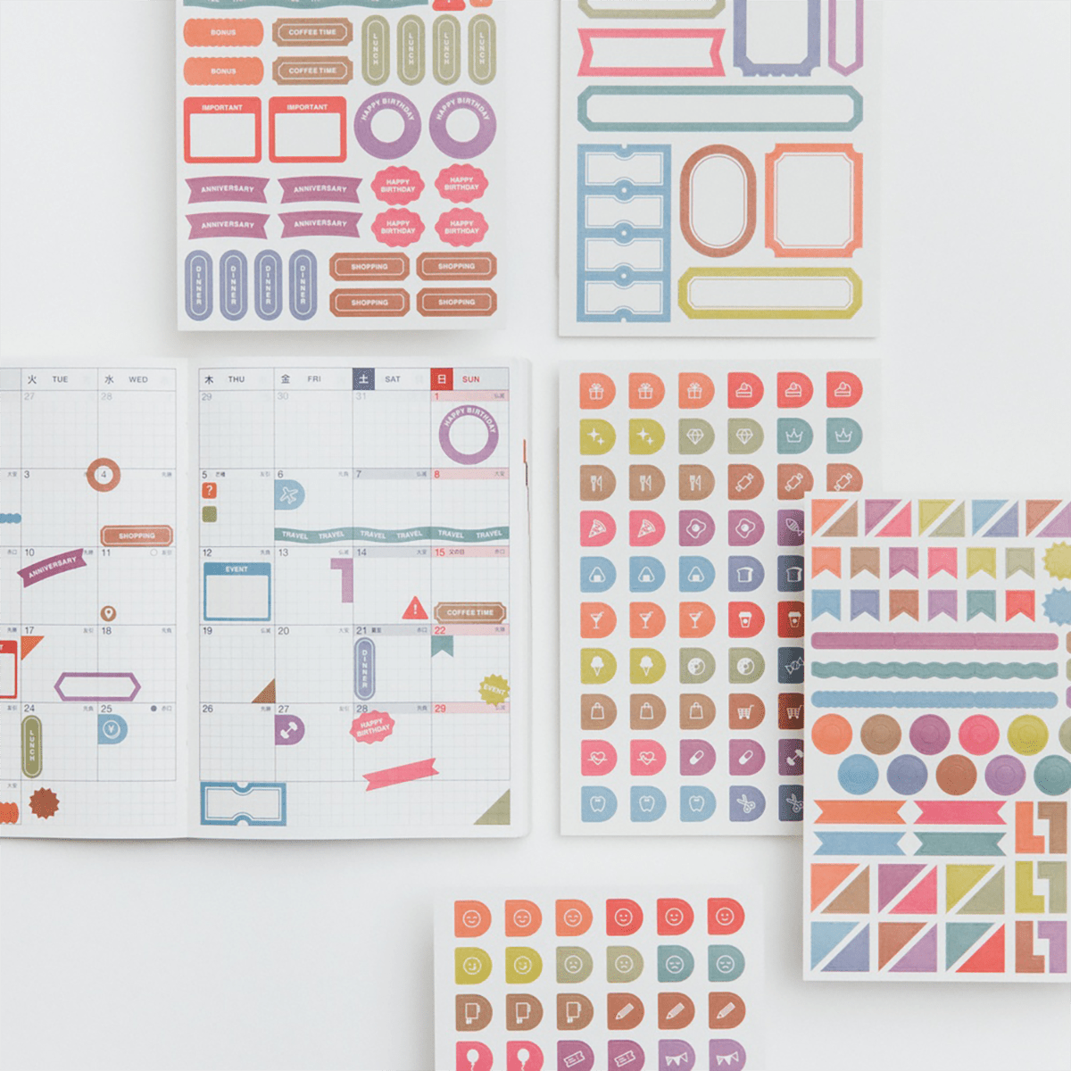Hobonichi Sticker Set - TSUKI no IRO (Schedule) - Pen Boutique Ltd