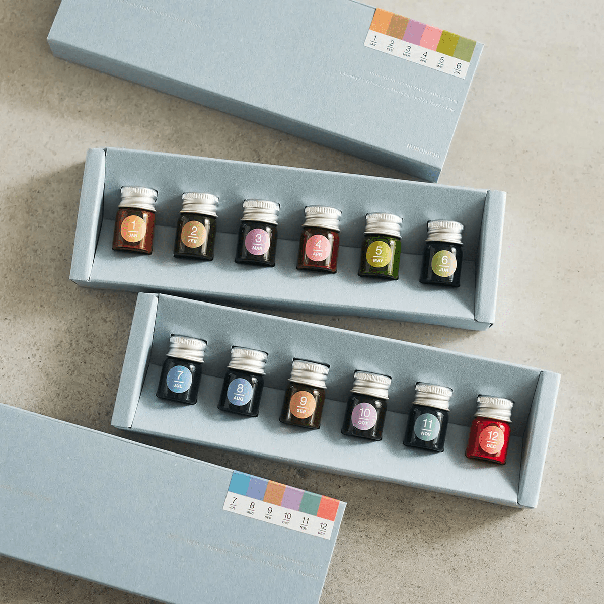 Hobonichi Mini Ink Bottle Set - Kakimori x TSUKI no IRO: (July - December) - Pen Boutique Ltd