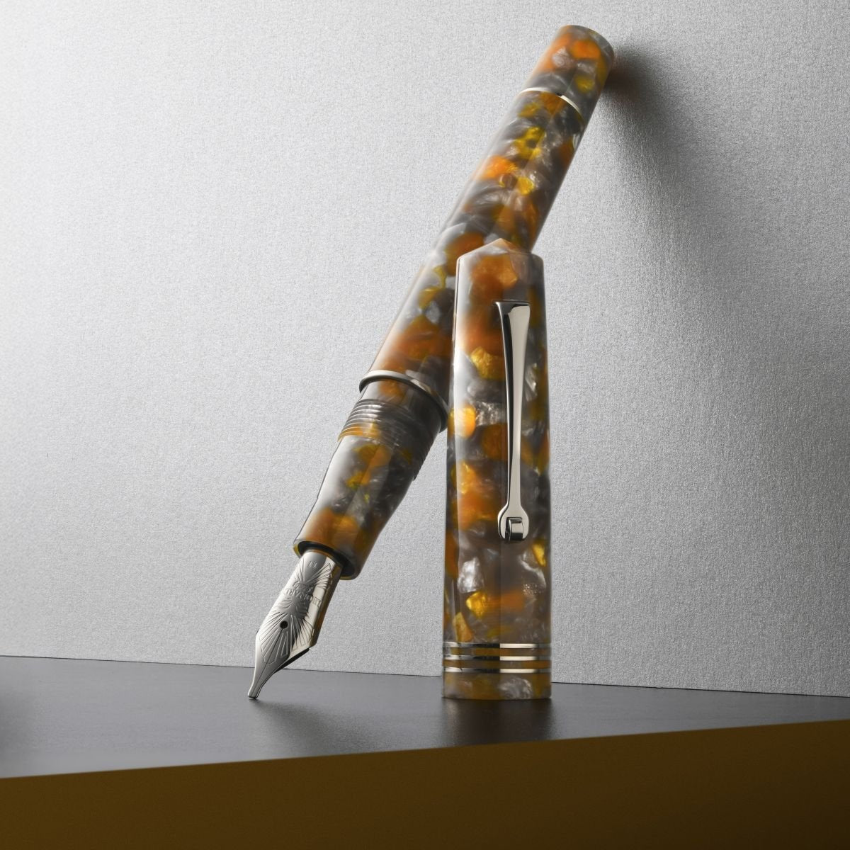 Leonardo Momento Zero Fountain Pen - Lava E Cenere - Silver Trim - Pen Boutique Ltd