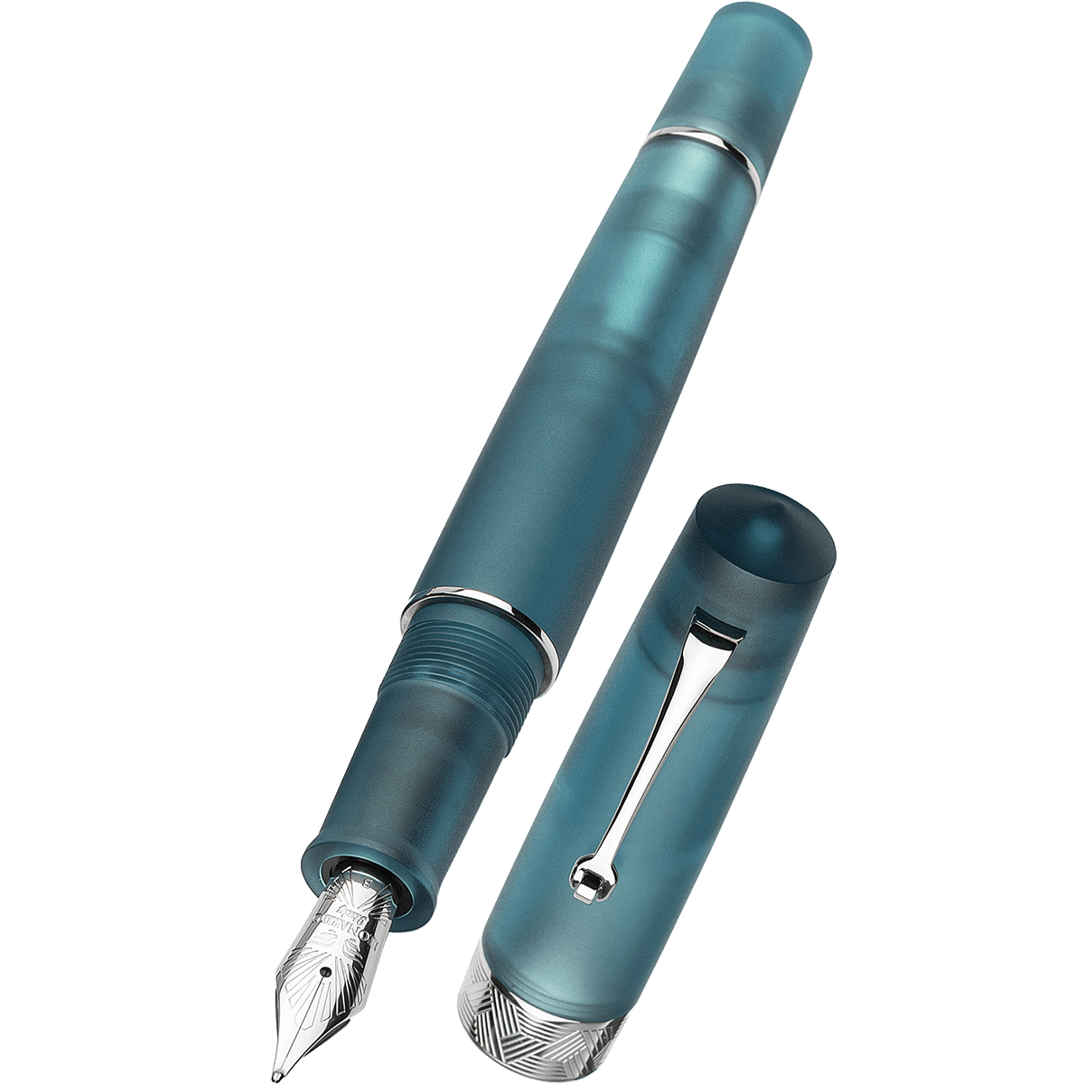 Leonardo Momento Zero Fountain Pen - Pura Frosted Petrol - Pen Boutique Ltd