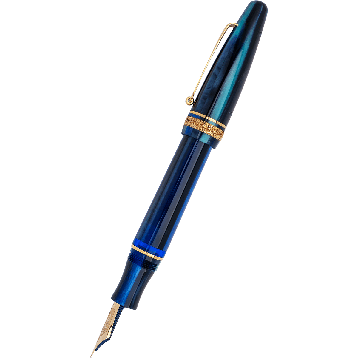 Maiora Limited Edition Fountain Pen - Agua de Mar (Sea Blue) - Gold Trim - 14K Gold Nib - Pen Boutique Ltd