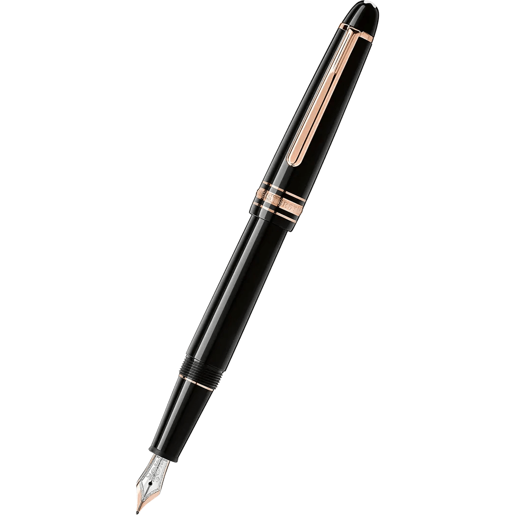 Montblanc Meisterstuck Fountain Pen - Black - Red Gold Trim - Classique - Pen Boutique Ltd