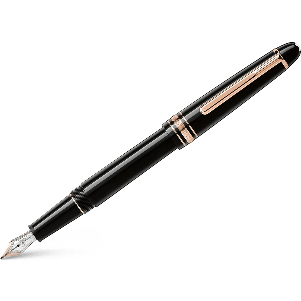 Montblanc Meisterstuck Fountain Pen - Black - Red Gold Trim - Classique - Pen Boutique Ltd