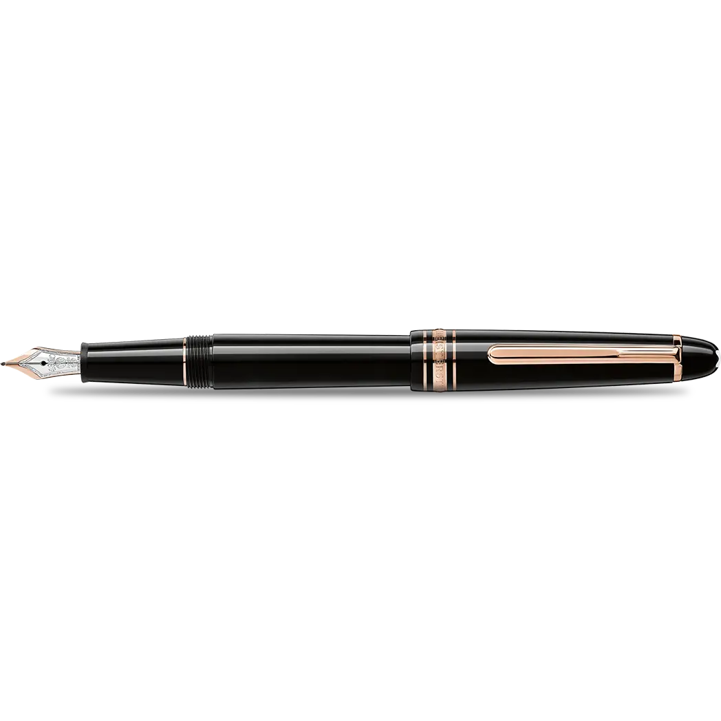 Montblanc Meisterstuck Fountain Pen - Black - Red Gold Trim - Classique - Pen Boutique Ltd