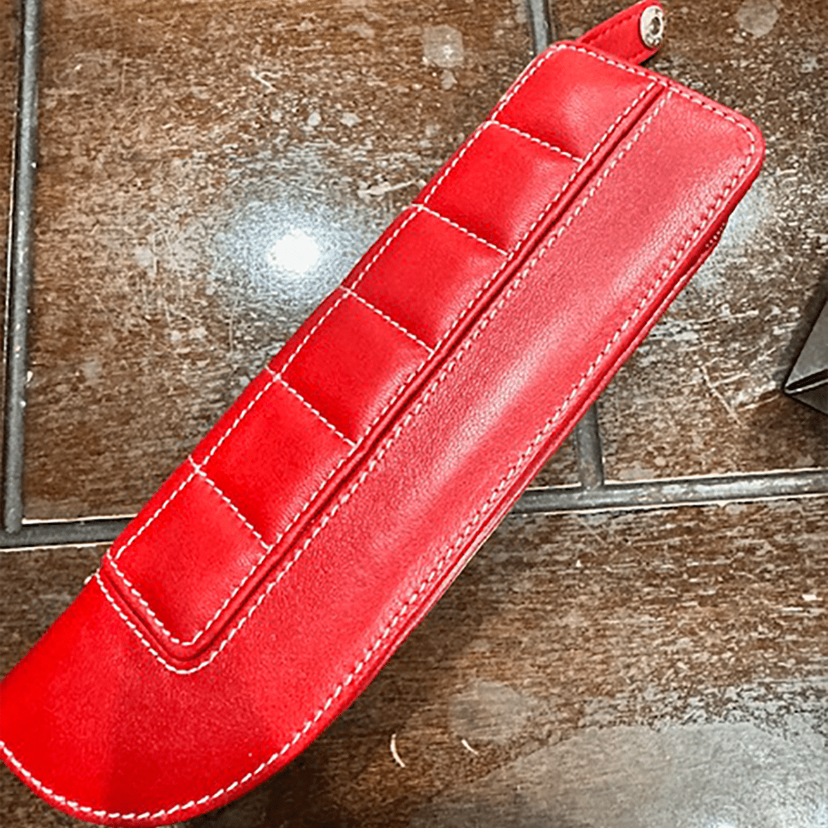 Montegrappa Leather 2 Pen Pouch - Red Lamb - Long (Zip Closure) - Pen Boutique Ltd