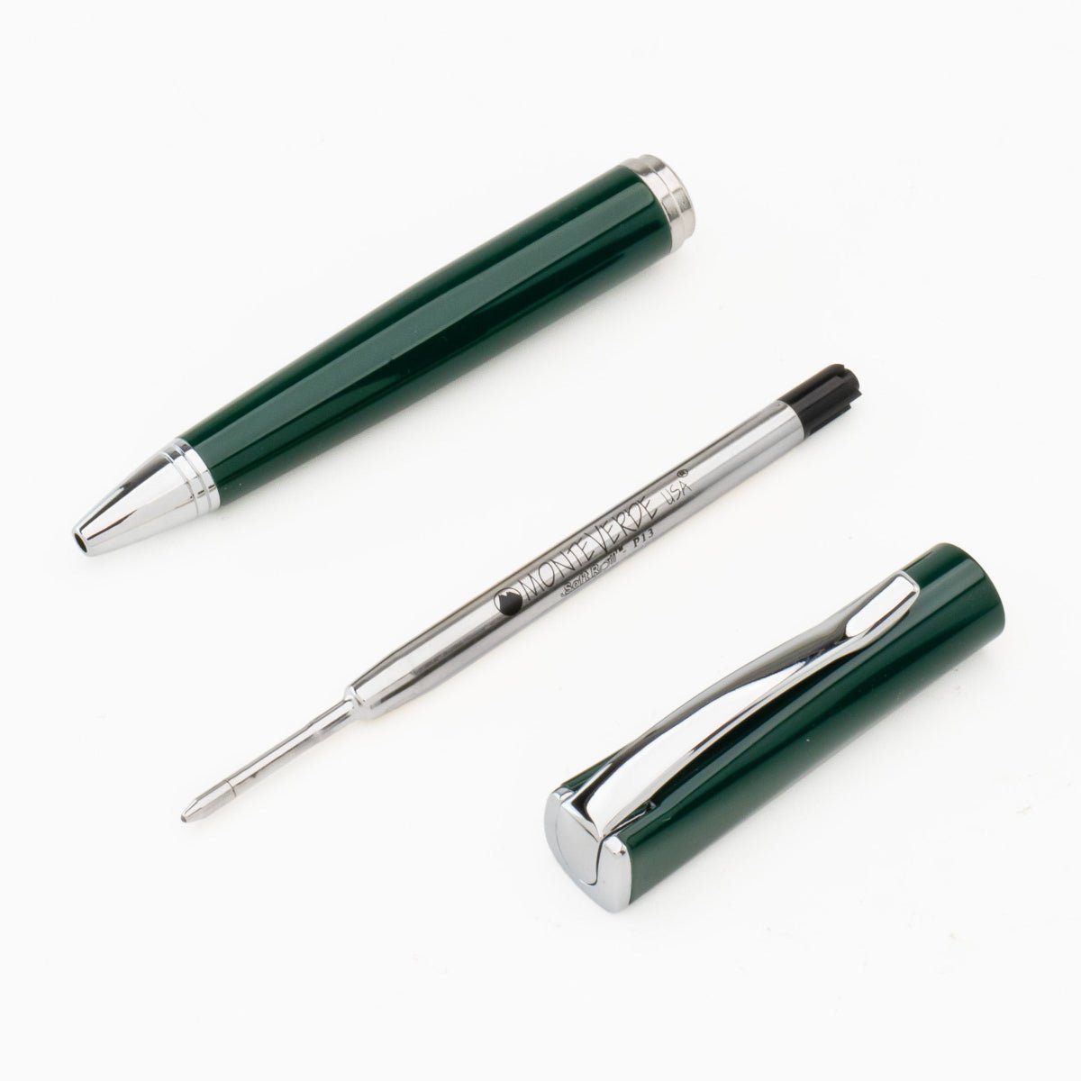 Monteverde Impressa Ballpoint Pen - Green - Chrome Trim - Pen Boutique Ltd