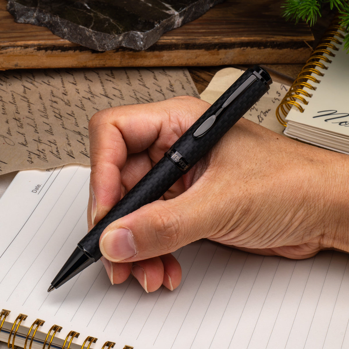 Monteverde Innova Ballpoint Pen - Matte Carbon Fiber - Gunmetal Trim - Pen Boutique Ltd