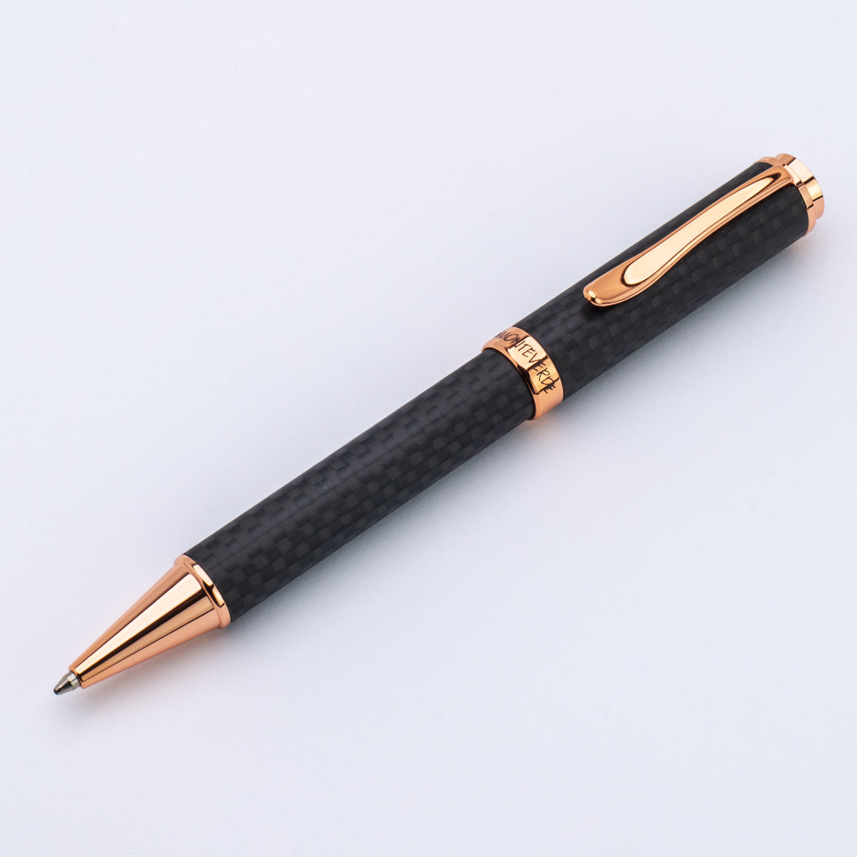 Monteverde Innova Ballpoint Pen - Matte Carbon Fiber - Rose Gold Trim - Pen Boutique Ltd