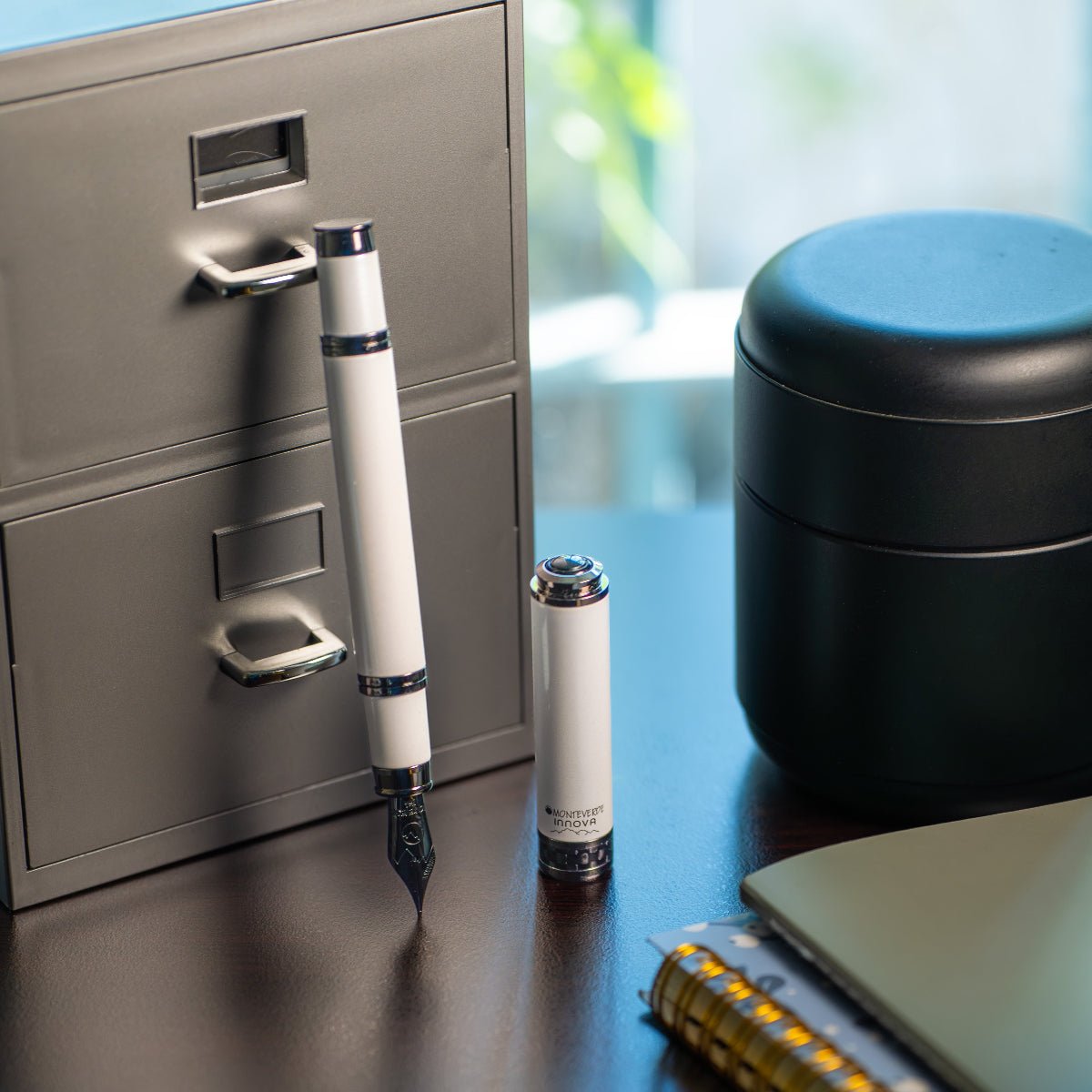 Monteverde Innova Fountain Pen - Limited Edition - Color of the Year 2026 Cloud Dancer - Gunmetal Trim + FREE 15ml Ink Bottle - Pen Boutique Ltd