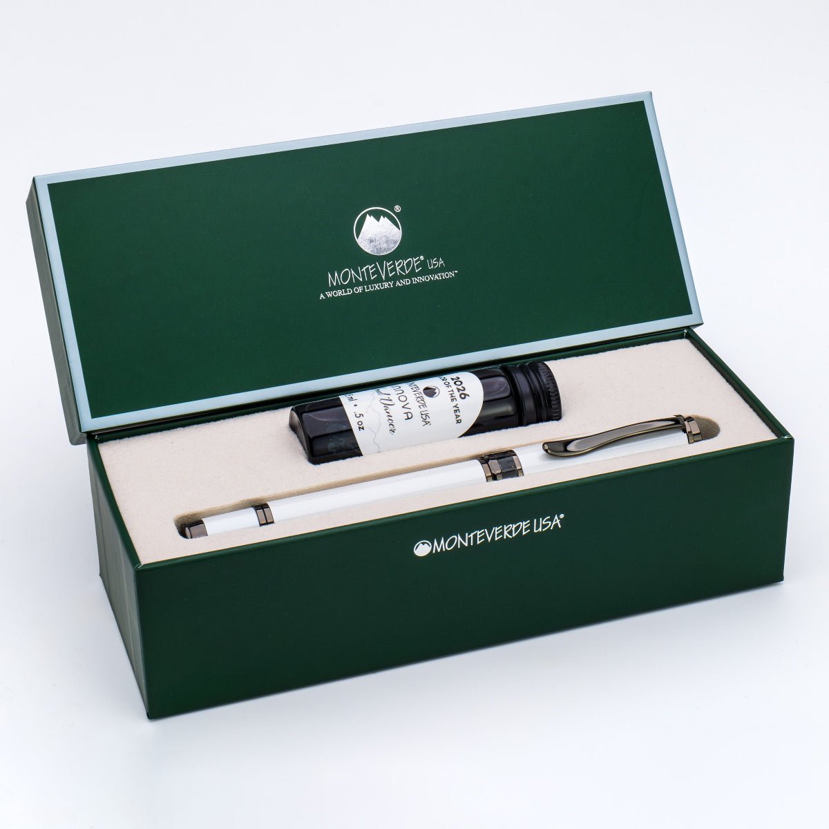 Monteverde Innova Fountain Pen - Limited Edition - Color of the Year 2026 Cloud Dancer - Gunmetal Trim + FREE 15ml Ink Bottle - Pen Boutique Ltd