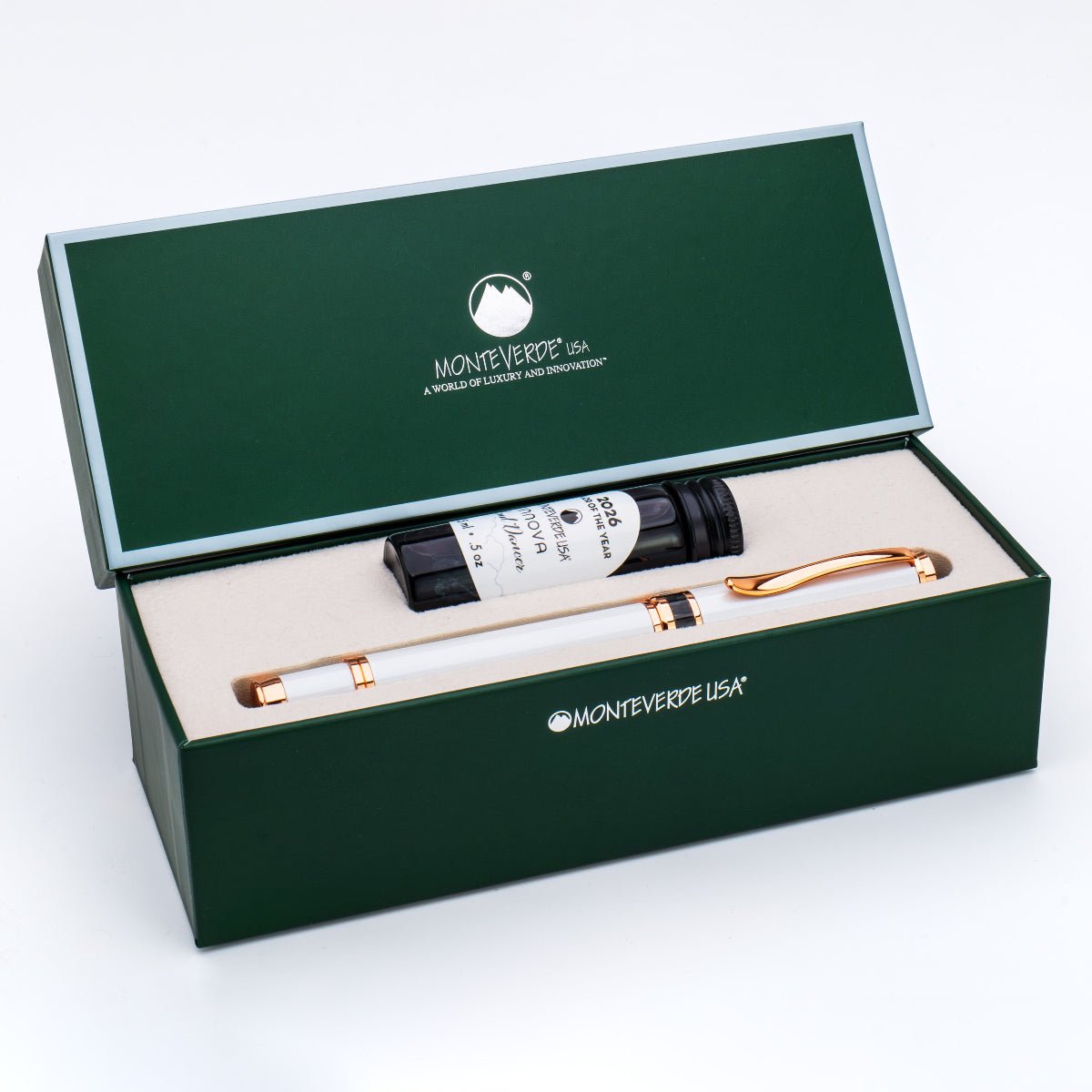 Monteverde Innova Fountain Pen - Limited Edition - Color of the Year 2026 Cloud Dancer - Rose Gold Trim + FREE 15ml Ink Bottle - Pen Boutique Ltd
