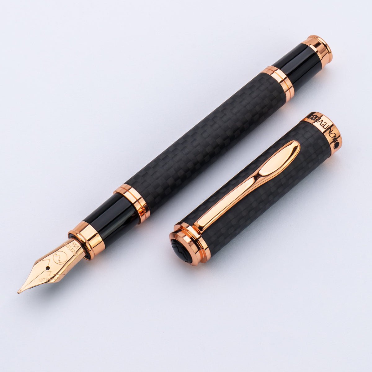 Monteverde Innova Fountain Pen - Matte Carbon Fiber - Rose Gold Trim - Pen Boutique Ltd