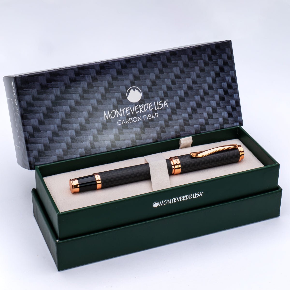 Monteverde Innova Fountain Pen - Matte Carbon Fiber - Rose Gold Trim - Pen Boutique Ltd