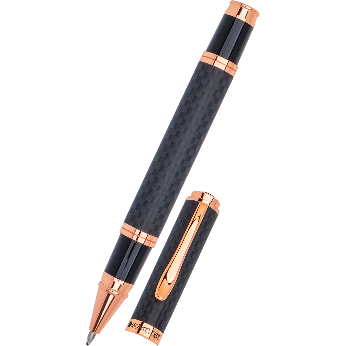 Monteverde Innova Rollerball Pen - Matte Carbon Fiber - Rose Gold Trim-Pen Boutique Ltd