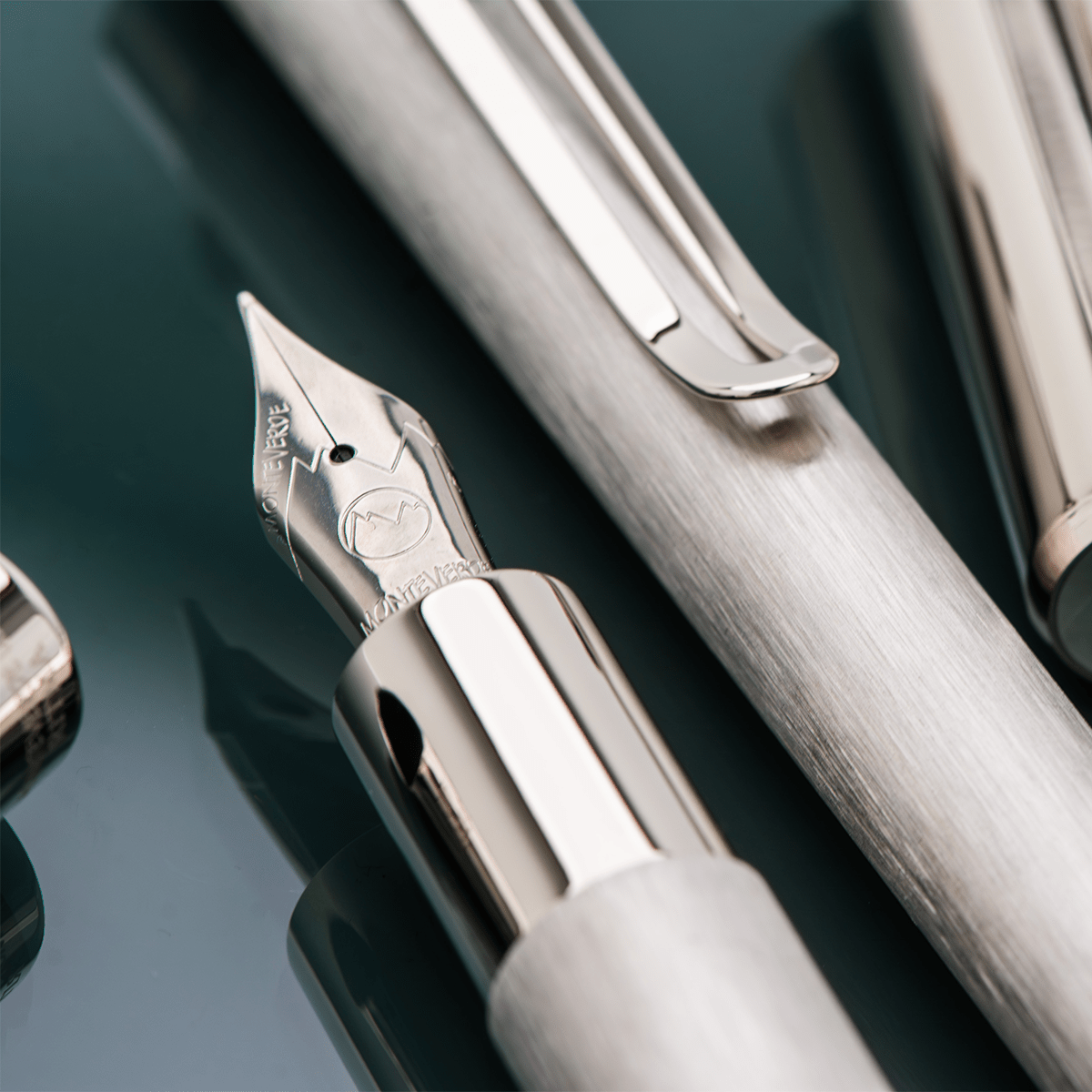 Monteverde Ritma Fountain Pen - Brushed Stainless Steel - Pen Boutique Ltd