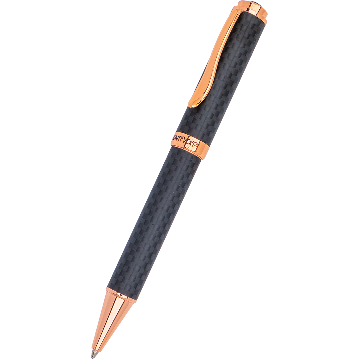 Monteverde Innova Ballpoint Pen - Matte Carbon Fiber - Rose Gold Trim - Pen Boutique Ltd