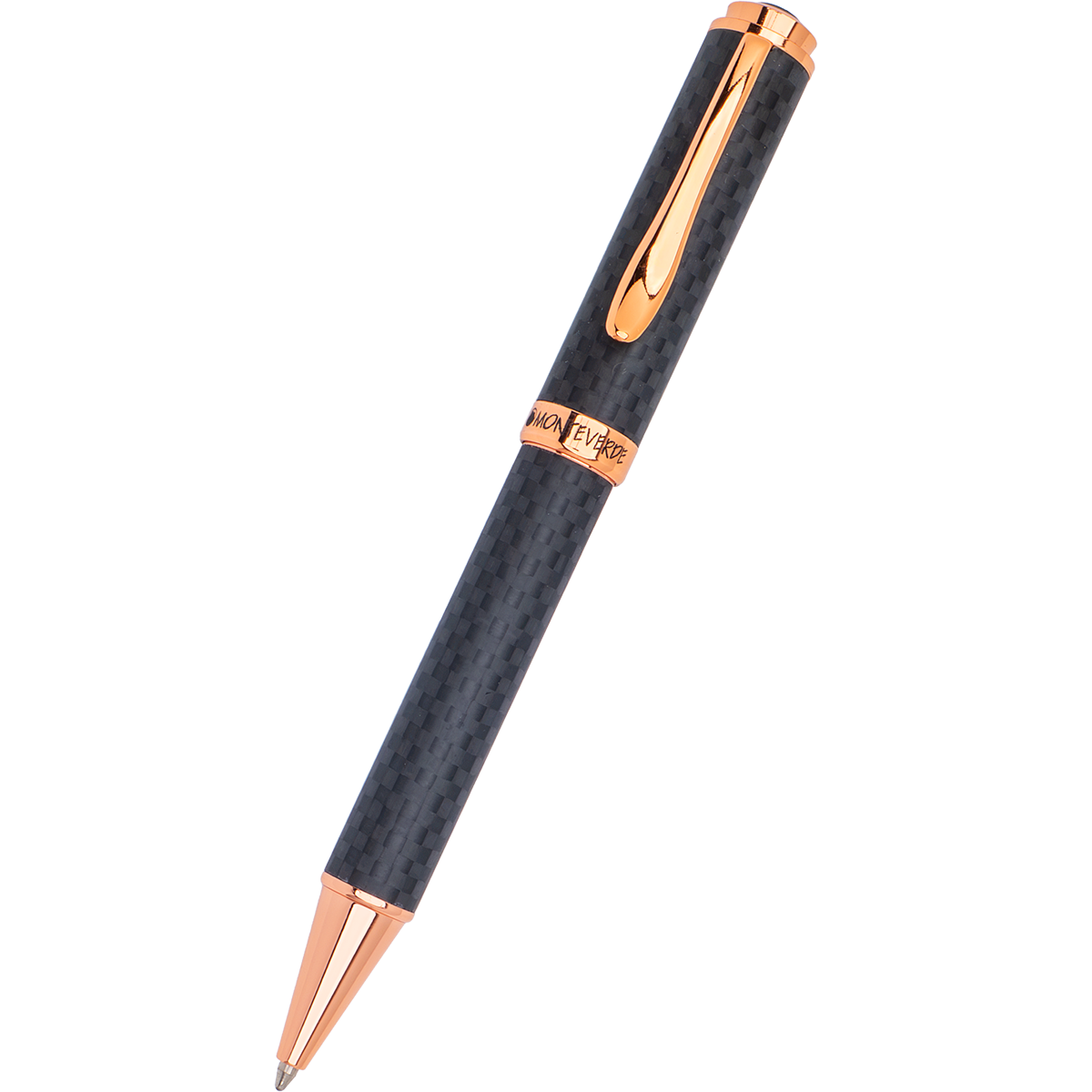Monteverde Innova Ballpoint Pen - Matte Carbon Fiber - Rose Gold Trim - Pen Boutique Ltd