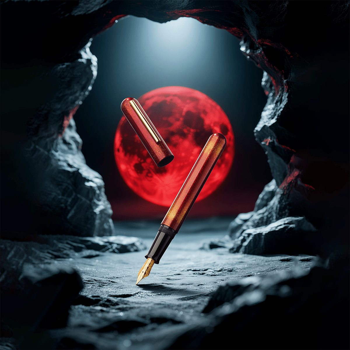 Nahvalur Ikkaku Fountain Pen - Blood Moon – 14K Gold Nib - Pen Boutique Ltd