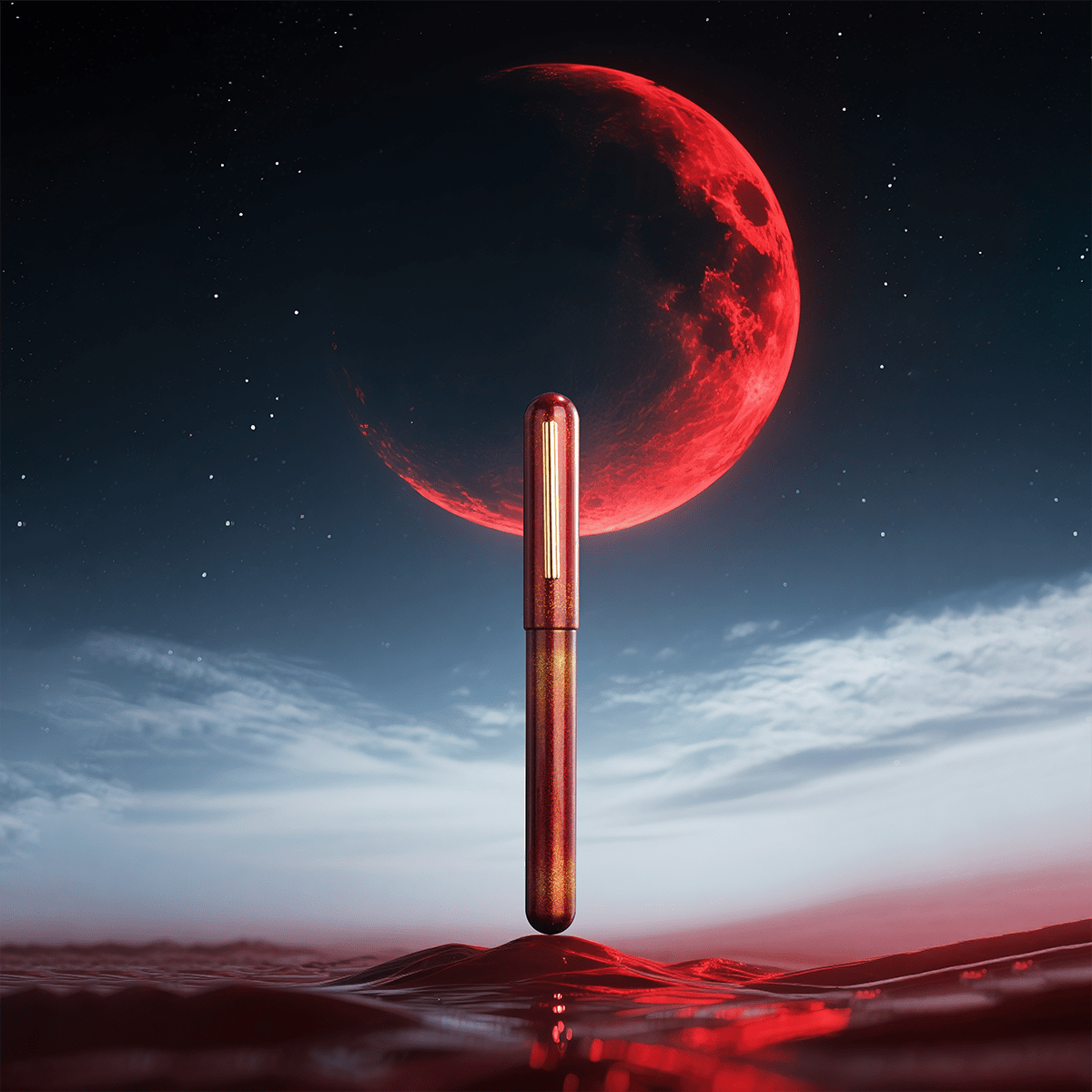 Nahvalur Ikkaku Fountain Pen - Blood Moon – 14K Gold Nib - Pen Boutique Ltd