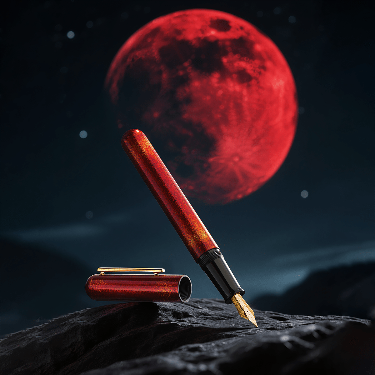 Nahvalur Ikkaku Fountain Pen - Blood Moon – 14K Gold Nib - Pen Boutique Ltd