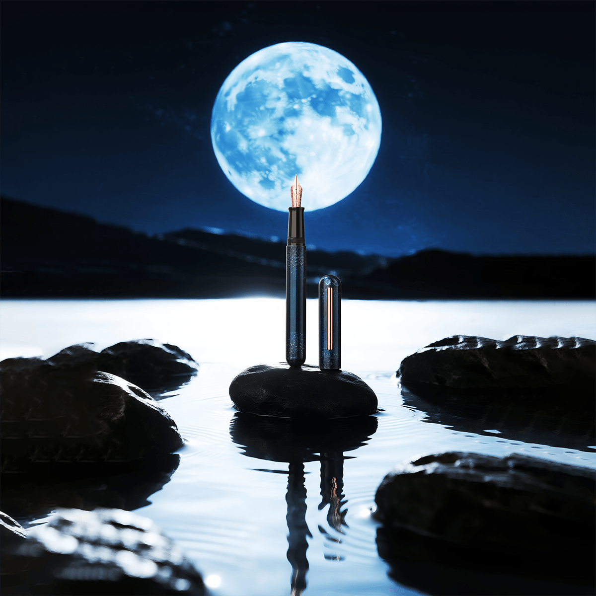 Nahvalur Ikkaku Fountain Pen - Blue Moon – 14K Gold Nib - Pen Boutique Ltd