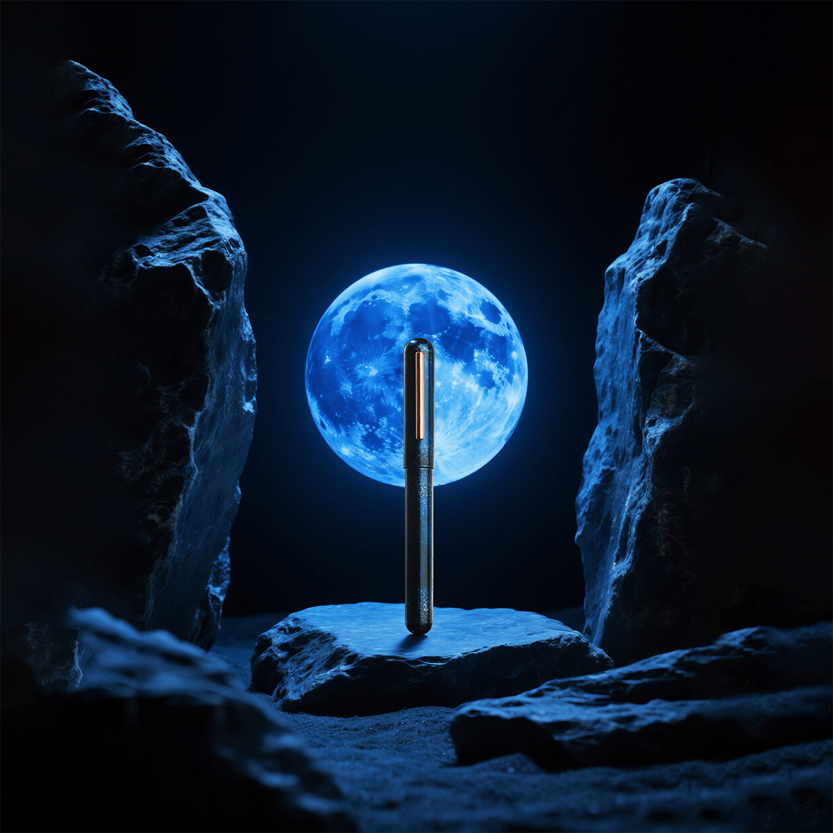 Nahvalur Ikkaku Fountain Pen - Blue Moon – 14K Gold Nib - Pen Boutique Ltd