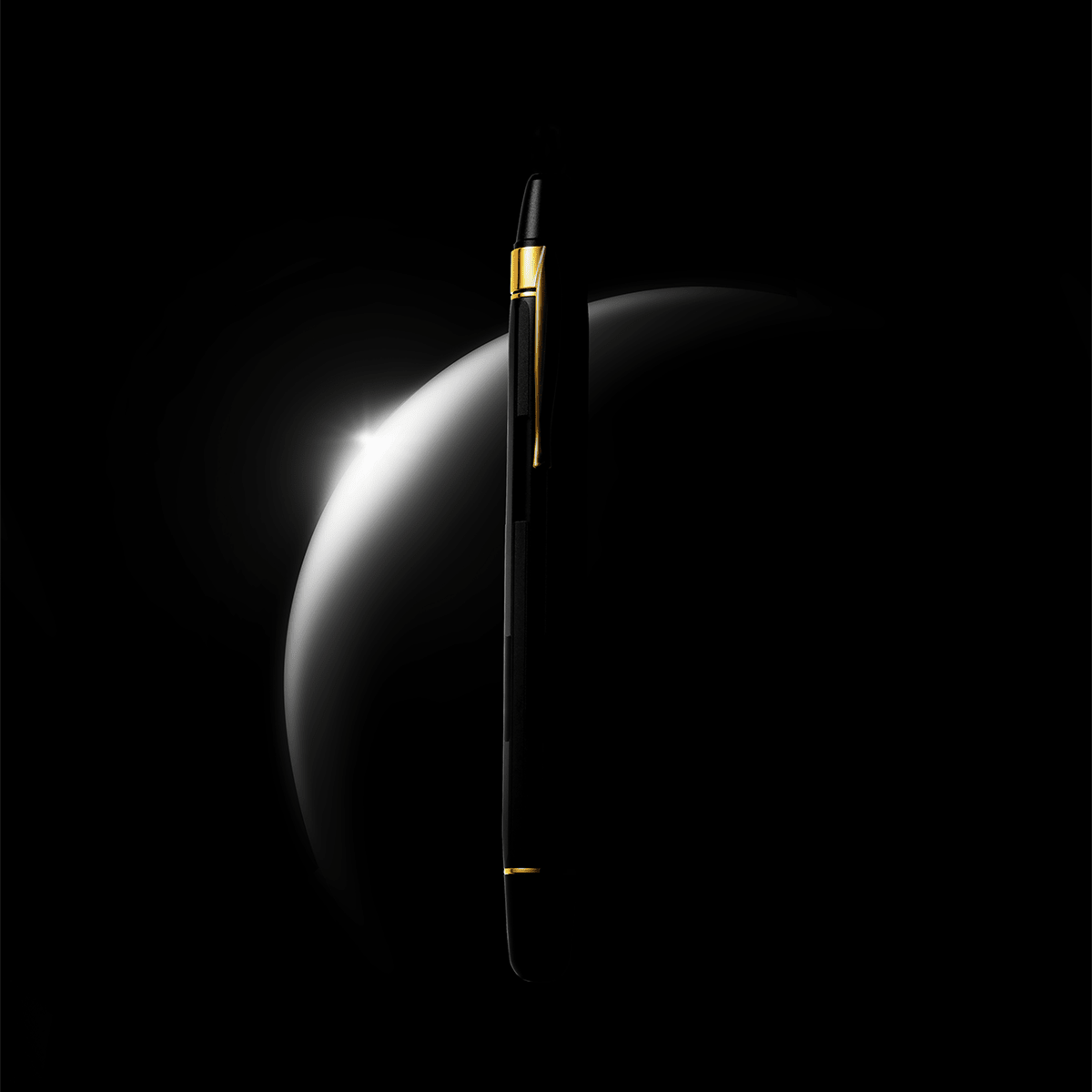 Nahvalur Eclipse Fountain Pen - Black - Gold Trim - Pen Boutique Ltd