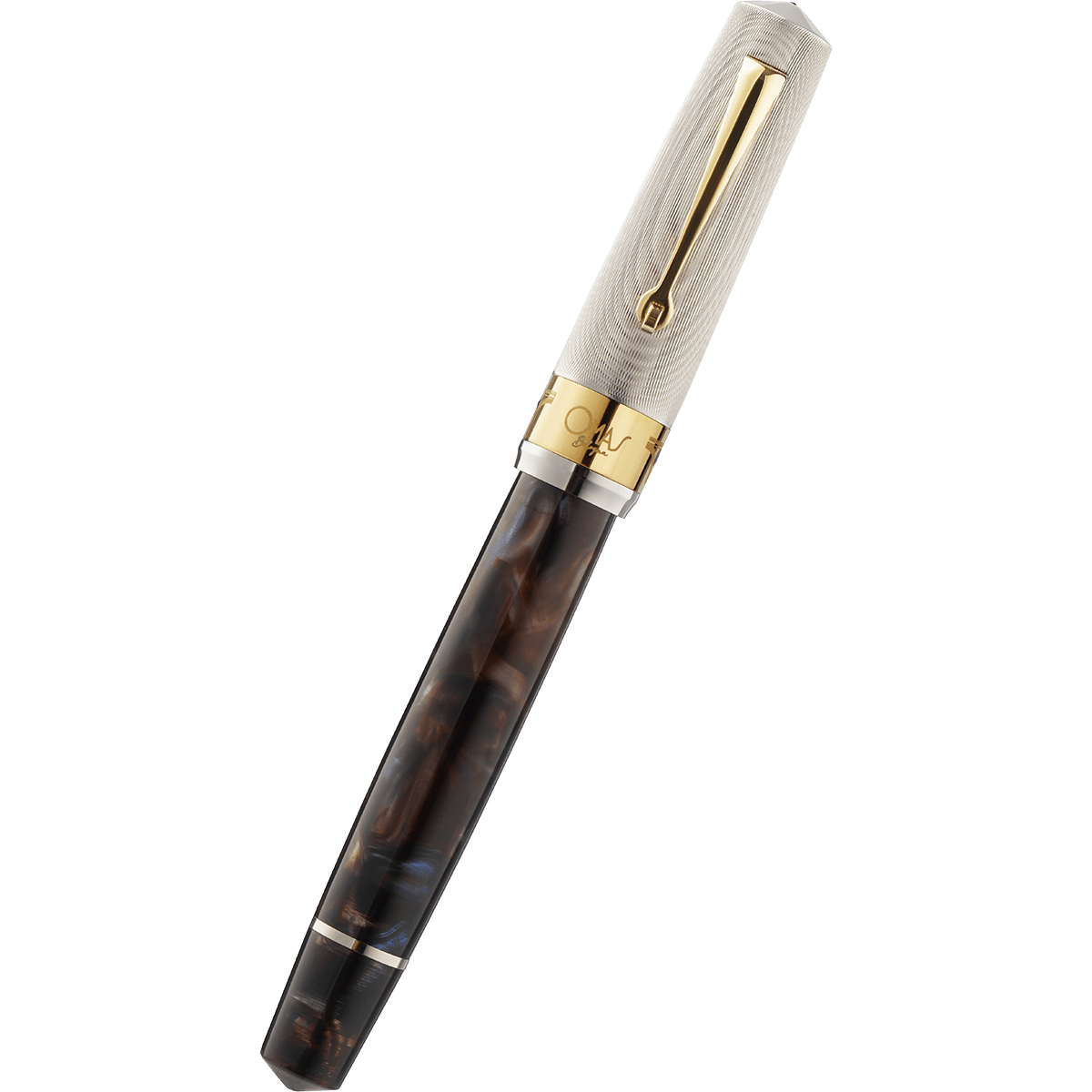 Omas Bologna Fountain Pen - Galassia Argento - Gold Trim (Limited Edition) - Pen Boutique Ltd
